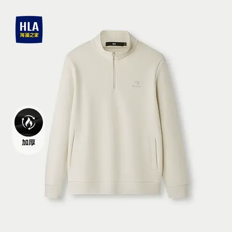 HLA/海澜之家高周波胸标休闲上衣25秋季新立领半开襟加厚套头衫男商品大图