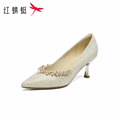 红蜻蜓主婚鞋高跟鞋女2025新款女鞋细跟旗袍裙配的鞋子婚纱照单鞋图片