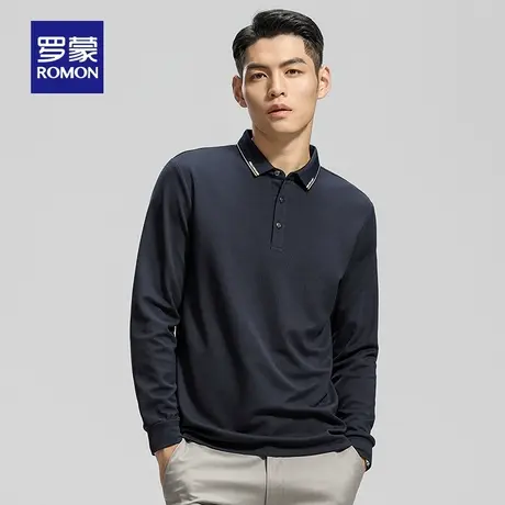 【含桑蚕丝抑菌】罗蒙男士长袖POLO衫2023秋季新款商务休闲打底衫商品大图