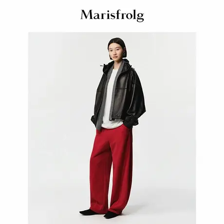 Marisfrolg25冬季新款立体剪裁显瘦阔腿质感休闲香蕉裤长裤商品大图