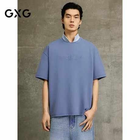 GXG男装 商场同款T恤字母钢印圆领短袖针织 25年夏G25X442024图片