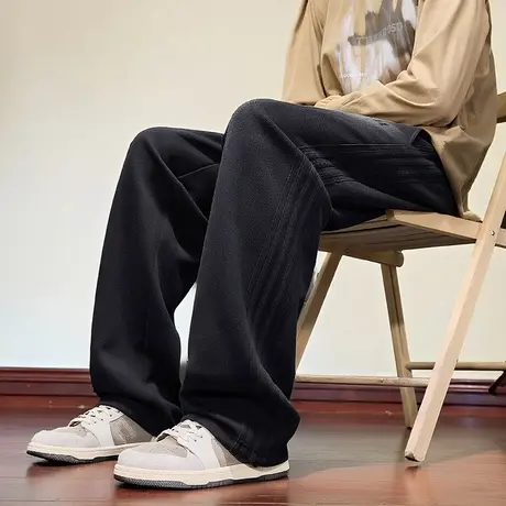 唐狮秋冬新款男牛仔裤针织侧边宽松直筒休闲长今年流行爆款TUTA商品大图