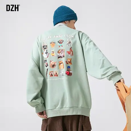 男士无性别新款卫衣潮牌男浅绿色上衣印花情侣装秋装2023新款衣服商品大图