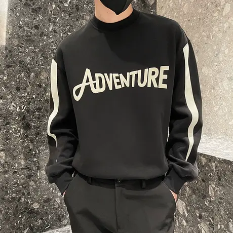 卫衣男秋季街头休闲字母印花上衣长袖运动个性青年打底体恤衫上衣商品大图