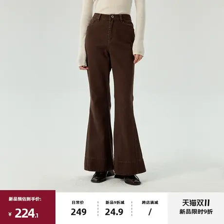 omont蛋挞家 复古喇叭牛仔裤子2023秋冬新款高腰修身显瘦长裤女商品大图