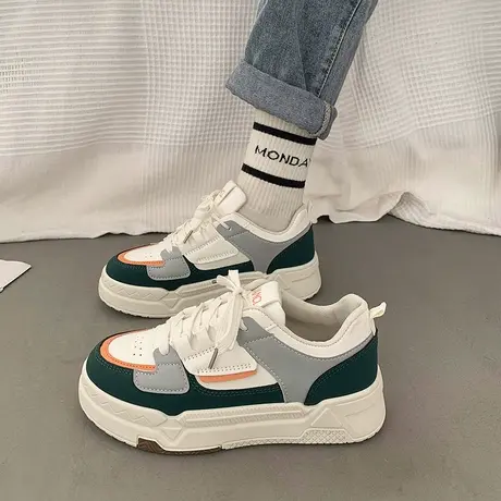 网红爆款厚底小白板鞋女2023春秋新款增高ulzzang百搭休闲运动鞋图片