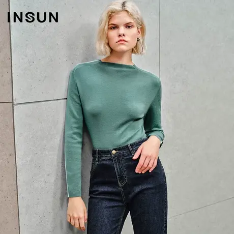 INSUN恩裳线上专选秋季轻薄打底羊毛高领针织衫商品大图