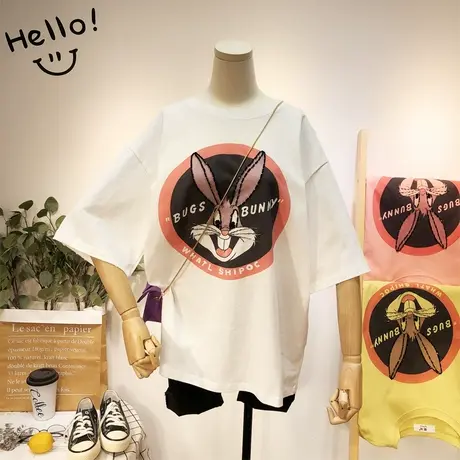 2020夏季女短袖韩国东大门ins港风水钻亮片宽松休闲T恤欧洲站大码图片