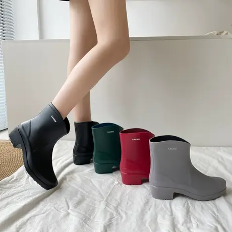 雨鞋女时尚款外穿水鞋防水防滑加绒雨靴中筒胶鞋下雨天穿的鞋漂亮商品大图