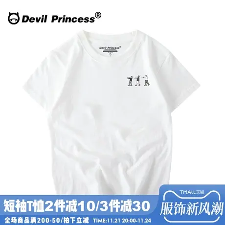 欧美个性小众简约t恤短袖女宽松BF半袖港味复古原宿学生情侣装夏商品大图