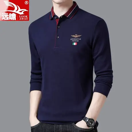 长袖t恤男秋季新款翻领体恤中青年商务春秋休闲时尚纯棉POLO衫潮商品大图