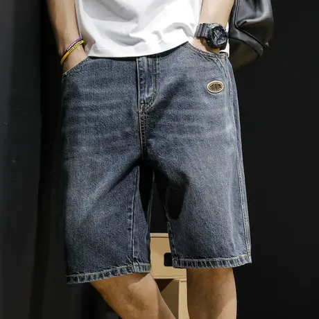 牛仔短裤男潮牌加肥加大码夏季宽松男款裤子中裤24新款男士五分裤商品大图