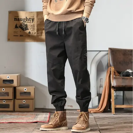 男士黑色束脚裤子男秋季潮牌美式工装裤冲锋裤2023新款休闲裤长裤商品大图