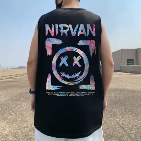 纯棉男生背心外穿坎肩篮球健身大码男装运动潮流无袖t恤小恶魔夏图片