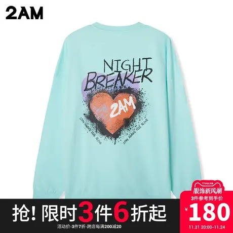 卡宾潮牌2AM紫标系列圆领套头印花宽松百搭卫衣情侣上衣图片