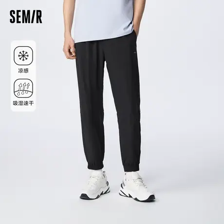 森马休闲裤男吸湿速干时尚简约字母印花舒适凉感夏季束脚慢跑长裤图片