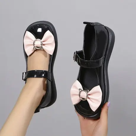 日系可爱洛丽塔小皮鞋女2023春秋新款玛丽珍甜美蝴蝶结日系jk单鞋商品大图