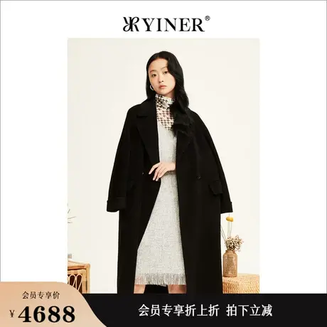【绵羊毛+山羊绒】YINER音儿女装冬季长外套一粒扣摩登双面呢大衣图片