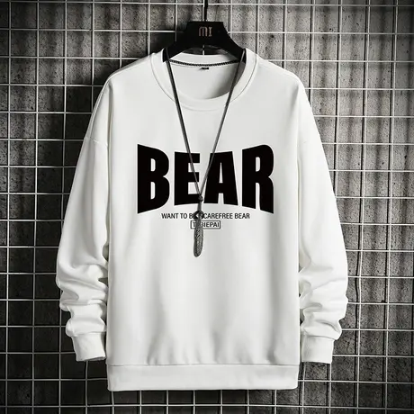 潮牌男士卫衣秋冬cityboy圆领白色国潮ins外套重磅宽松情侣上衣服商品大图