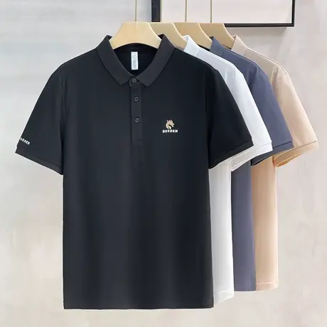 龙年龙头刺绣冰丝短袖T恤男士夏季薄款翻领polo衫高端休闲潮半袖商品大图