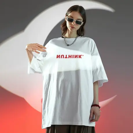 Nuthink美式潮牌vibe字母短袖T恤男潮高街中性风宽松oversize半袖商品大图