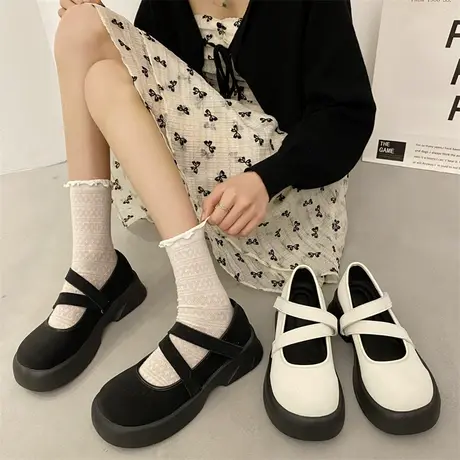 法式玛丽珍鞋女2024春秋季新款复古英伦风小皮鞋时尚粗跟浅口单鞋商品大图
