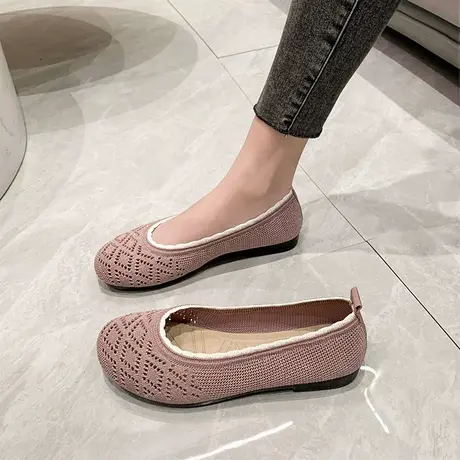 浅口软底鞋女春夏新款老北京布鞋舒适百搭平底鞋透气飞织懒人单鞋商品大图