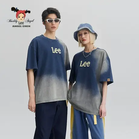 【Angel Chen联名】Lee商场同款24早春新品舒适浅蓝男女款短袖T恤图片