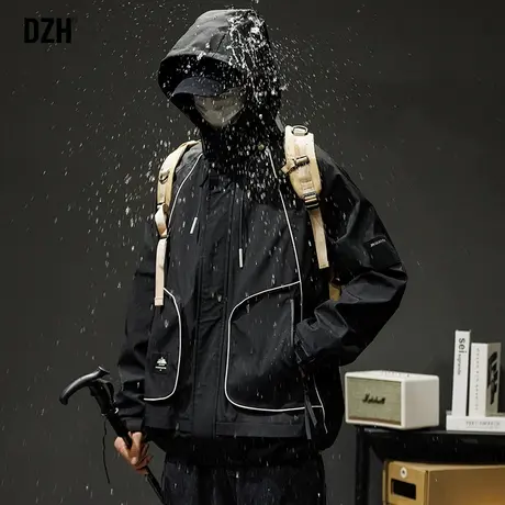 男士防水黑色冲锋衣男款春秋外套男潮牌男装2024新款美式夹克衣服商品大图