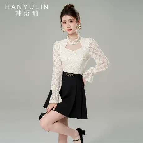 蕾丝打底衫2024新款女高级感轻奢独特别致漂亮衬衫设计感小众上衣商品大图