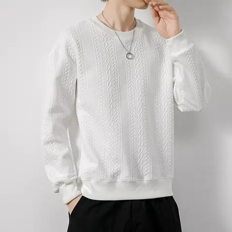 男装白色毛衣秋季宽松纯色重磅长袖卫衣春秋款套头情侣装上衣秋装商品大图