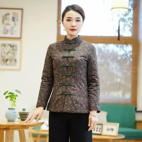 筠雅中式唐装上衣女冬季新款加厚保暖年轻款棉衣改良女装 23J729商品大图