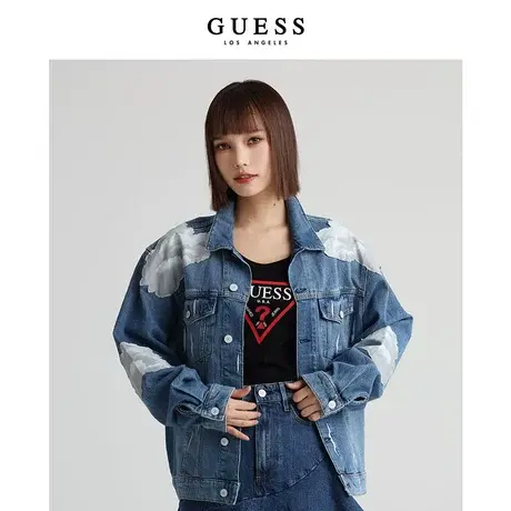 GUESS女士复古云朵爱心通勤牛仔外套-W2BN77D4NHA商品大图