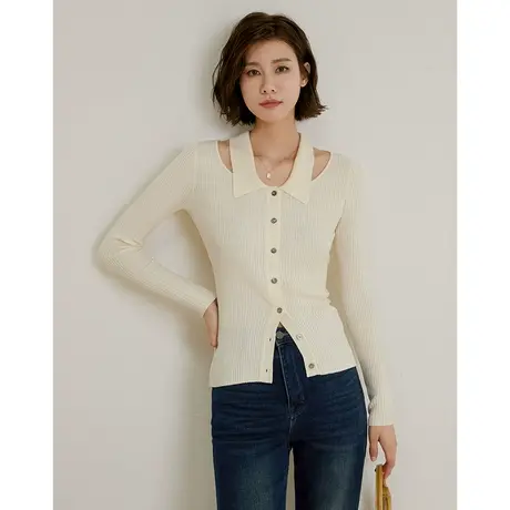 弥古法式长袖针织衫上衣女小众设计感2023新款秋季薄款打底衫内搭商品大图