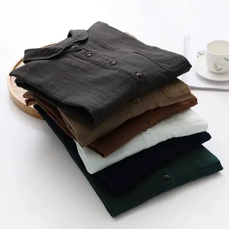 复古文艺范娃娃领 复古简约宽松衬衣女装 全棉双层纱叠穿打底衬衫图片