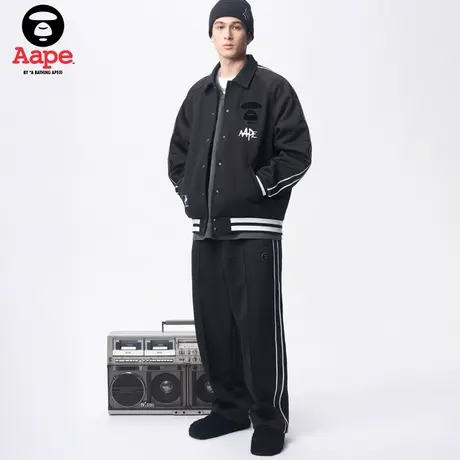 Aape旗舰店男装侧边压凸猿人字母刺绣嘻哈薄绒卫裤A644XXL商品大图