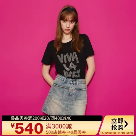 Juicy Couture橘滋23女装新款低调华丽烫钻短袖T恤商品大图