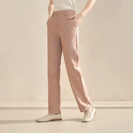 【商场同款】茵曼2023春女装新款优雅通勤肌理感直筒遮胯显瘦长裤图片