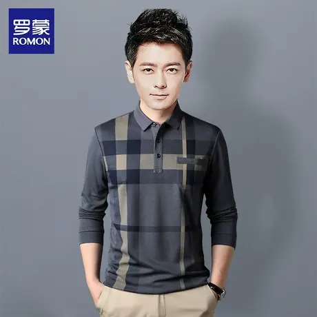 罗蒙男士长袖T恤2023春秋新款商务条纹时尚百搭翻领POLO衫男装帅图片