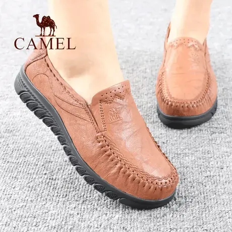 Camel/骆驼秋季款品真头层羊皮正平底柔软舒适休闲中年妈妈单鞋子商品大图