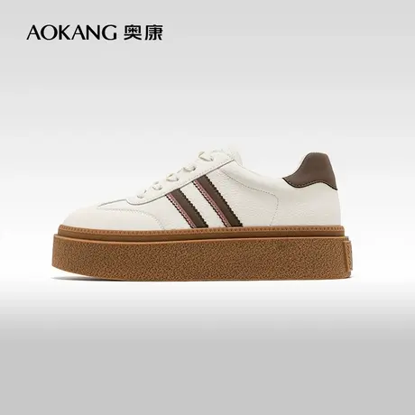 奥康女鞋 春秋季新款潮流厚底板鞋百搭时尚休闲德训鞋增高韩范图片