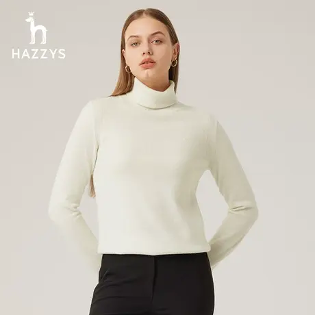 【商场同款】Hazzys哈吉斯秋季新款基础内搭撞色高领针织羊毛衫女图片