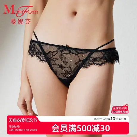 曼妮芬2025夏性感蕾丝低腰女士内裤抗菌内裆纯棉内裆底裤20710690商品大图