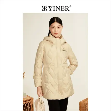 YINER音儿女装2022冬季新款连帽鹅绒羽绒服高级感商品大图