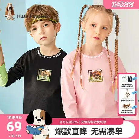 暇步士童装儿童圆领衫大童宝宝春季新款男童舒适长袖女童潮流T恤图片