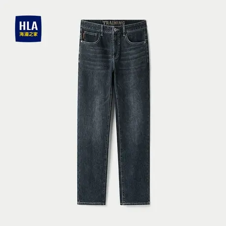 HLA/海澜之家五袋款牛仔裤2025秋冬新款微弹绣花时尚直筒裤子男图片