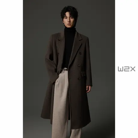 w2x2025秋冬季新款950g重磅双面羊毛呢大衣男中长款妮子风衣外套商品大图