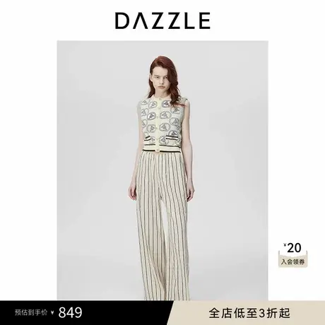 DAZZLE地素奥莱 裤春秋春夏女装竖条纹阔腿长裤商品大图