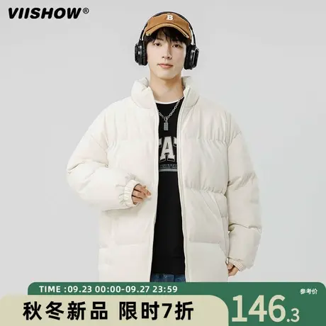VIISHOW麂皮绒棉服男冬季潮牌宽松新款美式棉衣冬装外套加厚棉袄商品大图