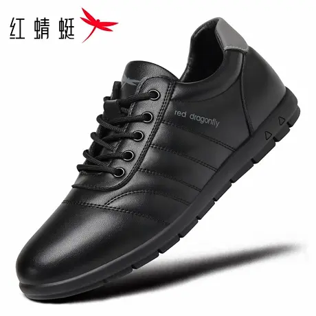 红蜻蜓男鞋秋冬鞋子休闲平底软底皮面防水运动鞋男阿甘鞋单鞋真皮商品大图